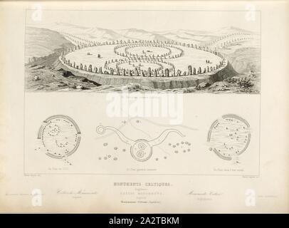 Keltische Monumente, England, Monument, das von der keltischen Kultur in England zu Aubrey, Signiert: Ernest Breton (Del.), Emile Lejeune (sculps.), Abb. 9, S. 55, Bretonisch, Ernest (Del.), Leujeune, Emile (sc.), 1853, Jules Gailhabaud: Denkmäler anciens et modernes. Bd. 1, Bl. 1. Paris: Librairie de Firmin Didot Freres, 1853 Stockfoto