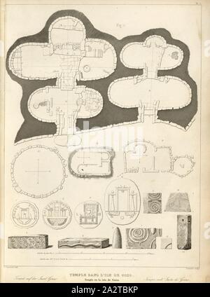 Tempel in Insel Gozo 1, Tempel auf Gozo in Malta, unterzeichnet: L. Gaucherel (Del.) Lemaitre (sc.), Abb. 11, S. 63, Gaucherel, Léon (Del.), Lemaitre, Augustin François (sculp.), 1853, Jules Gailhabaud: Denkmäler anciens et modernes. Bd. 1, Bl. 1. Paris: Librairie de Firmin Didot Freres, 1853 Stockfoto