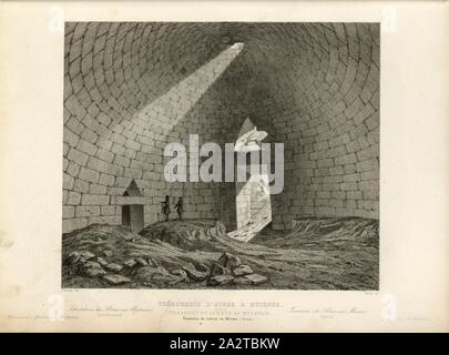 Bargeld von Atrée nach Mykene 2, Treasury von Atreus in Mykene, unterzeichnet: Jourdan (Del.), Bury (sc.), Abb. 14, S. 71, Jourdan (Del.), Bury, J. (sc.), 1853, Jules Gailhabaud: Denkmäler anciens et modernes. Bd. 1, Bl. 1. Paris: Librairie de Firmin Didot Freres, 1853 Stockfoto