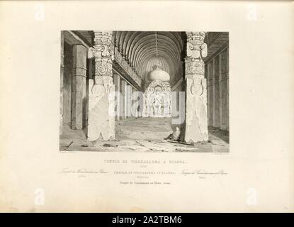 Visouakarmâ Tempel in Ellora, Tempel von Wisuakarma in Ellora, unterzeichnet: d'après R. Elliot, J. begraben (Del. Et. Sc.), Abb. 22, S. 107, Elliot, R. après (d'), Bury, J. (Del. et sc.), 1853, Jules Gailhabaud: Denkmäler anciens et modernes. Bd. 1, Bl. 1. Paris: Librairie de Firmin Didot Freres, 1853 Stockfoto