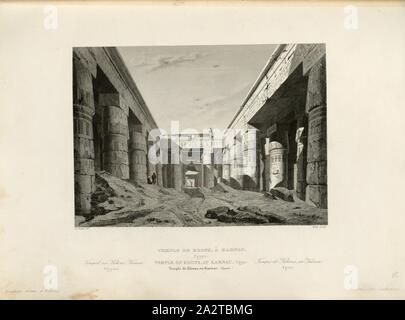 Khons Tempel, karnac 1, Tempel des Chon in Karnak, unterzeichnet: E.Prisse (Del.), Bury (sculp.), Abb. 31, S. 143, Prisse, E (Del.), Bury, J. (sculp.), 1853, Jules Gailhabaud: Denkmäler anciens et modernes. Bd. 1, Bl. 1. Paris: Librairie de Firmin Didot Freres, 1853 Stockfoto