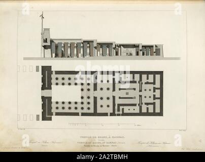 Khons Tempel, karnac 2, Tempel des Chon in Karnak im Querschnitt und Grundriß, unterzeichnet: E.Prisse (Del.), Bury (sculp.), Abb. 32, S.145, Prisse, E (Del.), Bury, J. (sculp.), 1853, Jules Gailhabaud: Denkmäler anciens et modernes. Bd. 1, Bl. 1. Paris: Librairie de Firmin Didot Freres, 1853 Stockfoto