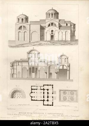 Kirche des Theotocos in Konstantinopel. Details, PL. 2, Grundriss und Querschnitt der Acem A a Mescidi, ehemalige Kirche Sancta Maria de Cinctura in Istanbul unterzeichnet: D'après Herr Albert Lenoir; Bury et Jourdan del sculps, begraben, Abb. 34, S. 125, Lenoir, Albert (Inv.); Jourdan, Jean Marie (Del. d'après Albert Lenoir); Bury, Jean Baptiste Marie (Del. d'après Albert Lenoir et sc.), 1853, Jules Gailhabaud: Denkmäler anciens et modernes: Sammlung Formant une histoire de l'architecture des différents peuples à toutes les Epochen. Paris: Librairie de Firmin Didot Freres, 1853 Stockfoto