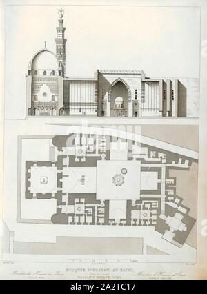 Die Moschee von Hassan, in Kaire. Plan und Schale, Grundrisse und Querschnitte der Sultan Hasan Moschee in Kairo unterzeichnet: Amoudru del, Bury sculp, Pl, 13, Amoudru (Del.); Bury, Jean Baptiste Marie (sc.), 1853, Jules Gailhabaud: Denkmäler anciens et modernes: Sammlung Formant une histoire de l'architecture des différents peuples à toutes les Epochen. Paris: Librairie de Firmin Didot Freres, 1853 Stockfoto