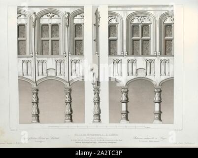 Bischofspalast, Lüttich. Erhöhungen der überspannt, lehnte der Fürstbischöflichen Palast in Lüttich, unterzeichnet: Amoudru del, Bury sculp, Pl., 77, Amoudru (Del.); Bury, Jean Baptiste Marie (sc.), 1853, Jules Gailhabaud: Denkmäler anciens et modernes: Sammlung Formant une histoire de l'architecture des différents peuples à toutes les Epochen. Paris: Librairie de Firmin Didot Freres, 1853 Stockfoto