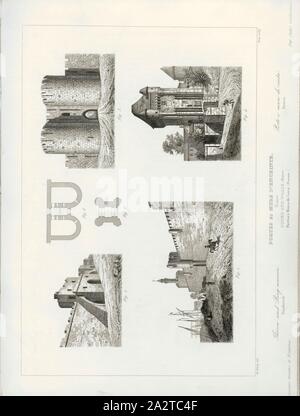 Türen und Wände. Frankreich, Stadtmauer und Tor von Aigues-Mortes und Porte du Croux in Nevers, unterzeichnet: Ad., Berty del, Bury sculp, Pl., 95, Berty, Adolphe (Del.); Bury, Jean Baptiste Marie (sc.), 1853, Jules Gailhabaud: Denkmäler anciens et modernes: Sammlung Formant une histoire de l'architecture des différents peuples à toutes les Epochen. Paris: Librairie de Firmin Didot Freres, 1853 Stockfoto