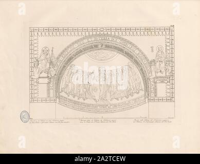 Mosaik in der Tribüne der Triclinium majus vom Palast von S. Giovanni in Laterano aus dem 8. Jahrhundert, Mosaiken der Triclinium in der Lateran-basilika in Rom, unterzeichnet: MKPP, Taf. XLIII, S. 6, Knapp, I.M.(dis.), Christian Karl Josias von Bunsen: Sterben Basiliken des christlichen Roms: Nach ihrem Zusammenhange mit Idee und der Kirchenbaukunst. Bd. 1, Bl. 2. München: Literarisch-artistische Anstalt der J. G. Cotta'schen Buchhandlung, [1824 Stockfoto