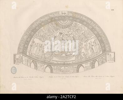 Mosaik in der Tribüne, von der Basilika S. Maria Maggiore aus dem 14. Jahrhundert, Mosaik von der Basilika von Santa Maria Maggiore in Rom unterzeichnet: I. M. Knapp, Taf. XLVII, nach S. 6, Knapp, I.M.(dis.), Christian Karl Josias von Bunsen: Sterben Basiliken des christlichen Roms: Nach ihrem Zusammenhange mit Idee und der Kirchenbaukunst. Bd. 1, Bl. 2. München: Literarisch-artistische Anstalt der J. G. Cotta'schen Buchhandlung, [1824 Stockfoto