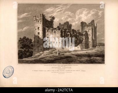 N.E. Ansicht von Bolton Castle, Yorkshire, Bolton Castle bei Wensleydale in North Yorkshire, unterzeichnet: von R.Sand, Skizze von J. Tayleure, gezeichnet von Fielding eingraviert; durch Longman & Co, Bild veröffentlicht. 51, Nach S. 150, Taleure, John (Skizze); Fielding (Zeichnung); Sands, Robert (Gravur); Longman & Co (veröffentlicht), 1814, John Britton: Die architektonischen Antiquitäten von Großbritannien: vertreten und in einer Reihe von Ansichten, Ansichten, Pläne, Schnitte und Details der verschiedenen alten englischen Bauten veranschaulicht: mit historischen und beschreibende Konten der einzelnen. Bd. 1, Bl. 4. London: J.Taylor, 1807-1826 Stockfoto
