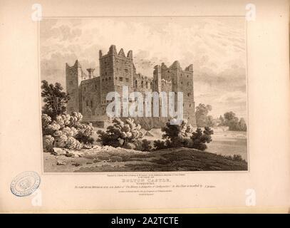 S W. Blick auf Bolton Castle, Yorkshire, Bolton Castle bei Wensleydale in North Yorkshire, unterzeichnet: Von S. Rawle graviert, aus einer Zeichnung von W. Tayleure; durch Longman & Co, Bild veröffentlicht. 52, S. 153, Tayleur, William (Zeichnung); Rawle, Samuel (Gravur); Longman & Co (veröffentlicht), 1814, John Britton: Die architektonischen Antiquitäten von Großbritannien: vertreten und in einer Reihe von Ansichten, Ansichten, Pläne, Schnitte und Details der verschiedenen alten englischen Bauten veranschaulicht: mit historischen und beschreibende Konten der einzelnen. Bd. 1, Bl. 4. London: J.Taylor, 1807-1826 Stockfoto