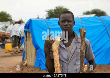 Südsudan Juba refugeecamp Gumbo IDP camp Lino Udja (17), das Haus Foto Jaco Klamer 04-06-2014 Stockfoto