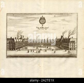 Prosp. des Place Royal, Prosp. Campi Regy, Place des Vosges (früher Place Royale) in Paris, Abb. 38, S. 64, Martin Zeiller: Topographia Galliae, oder, Beschreibung und Contrafaitung der vornehmbsten und bekantisten Oerter in dem mächtigen und grossen Königreich Franckreich: beedes auss eygner Erfahrung und Beispiele in den Graben und berühmbtesten Scribenten so in Underschiedlichen Spraachen Abb. aussgangen seyn auch auss erlangten Bericht- und Relationen von etlichen Jahren Held zusammengetragen in richtige Ordnung Referenzen und auff Begehren zum Druck verfertiget. Bd. 1, Bl. 1. Frankfurt am Mayn: Im Verlag Stockfoto