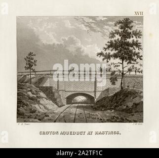 Croton Aqueduct bei Hastings, Croton Aqueduct auf der Jewell Brook in New York unterzeichnet: F.B.; J.W. Hill, Abb. 15, PL. XVII, nach S. 106, Turm, Fayette B.; Hill, J.W., Fayette Bartholomäus Tower: Abbildungen der Croton aqueduct. New York: Wiley & Putnam, 1843 Stockfoto