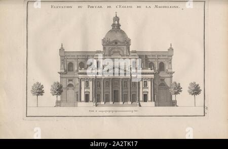 Höhe des Portals der Kirche von Magdeleine, 18. Jahrhundert Madeleine Abbildung, PL. X, nach S. 128, 1765, Pierre Patte: Monumens érigés en France à la Gloire de Louis XV. Paris: chez l'auteur: chez Desaint: chez Saillant, 1765 Stockfoto