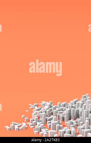 Moderne städtische Umwelt, Stadtplanung Konzept. Abstrakten 3D Rendern mit orangefarbenen Hintergrund. Stockfoto