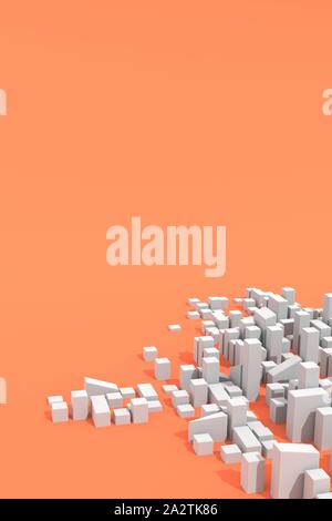 Moderne städtische Umwelt, Stadtplanung Konzept. Abstrakten 3D Rendern mit orangefarbenen Hintergrund. Stockfoto
