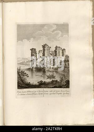 Ruinen einer großen Fabrik am See Averno Sie ihr den Namen der Tempio di Apollo, die Ruine von der Tempel des Apollo am Lago d'Averno in Pozzuoli, unterzeichnet: Gio., Bat., Natali del, Ant. Cardon scul, Tab. XLIII, Natali, Giovan Battista (Del.); Cardon, Antoine Alexandre Joseph (sc.), 1768, Paolo Antonius Paoli: Avanzi delle esistenti antichita ein Pozzuoli Cuma e Baja. [Neapel]: [s. n.] Anno A. C.N. MDCCLXVIII. [1768 Stockfoto