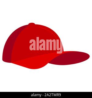 Rotes Basecap Symbol Flat Style Vector Illustration auf weißem Hintergrund. Junge Männer Frauen Sport hat von der Seite. Stock Vektor