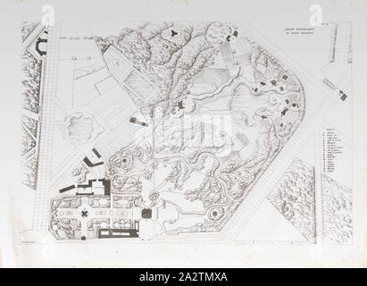 Malerische Petit Trianon Garten, Garten von Petit Trianon von Versailles, unterzeichnet: Gravé par Baltard, PL. 59, S. 127, Baltard (gravé), Jean-Nicolas-Louis Durand: Recueil et Parallèle des édifices de tout Genre, anciens et modernes, remarquables par Leur beauté, par leur Grandeur ou par Leur singularité et dessinés, sur une même Échelle. Paris: chez l'auteur, 1801 Stockfoto
