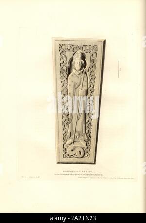 Monumentale Bildnis auf der Südseite des Kirchenschiffes der Kathedrale von Salisbury 1, Effigie in der Kathedrale von Salisbury, unterzeichnet: Gezeichnet von C.A. Stothard Jun, herausgegeben von C.A. Stothard, Abb. 5, 1, auf S. 23, Stothard, Charles Alfred Jun (gezeichnet); Stothard, Charles Alfred (Hrsg.), Charles Alfred Stothard, Alfred John Kempe: Das monumentale Bildnisse von Großbritannien: aus unserem Kathedralen und Kirchen ausgewählt, mit dem Ziel das Zusammenbringen, und die Erhaltung der richtigen Darstellungen der besten historischen Abbildungen vorhanden, von der normannischen Eroberung der Herrschaft von Heinrich der Achte: Dedizierte durch Stockfoto