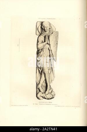 Tempelritter. Bildnis eines Ros in der Temple Church in London, Grab von Robert De Roos an der Temple Church in London unterzeichnet: Gezeichnet und Geätzt durch C.A. Stothard Jun, herausgegeben von C.A. Stothard Jun, Abb. 41, 38, nach S. 34, Stothard, Charles Alfred Jun (gezogen, geätzt und publ.), Charles Alfred Stothard, Alfred John Kempe: Das monumentale Bildnisse von Großbritannien: aus unserem Kathedralen und Kirchen ausgewählt, mit dem Ziel das Zusammenbringen, und die Erhaltung der richtigen Darstellungen der besten historischen Abbildungen vorhanden, von der normannischen Eroberung der Herrschaft von Heinrich der Achte: Dedizierte durch Stockfoto