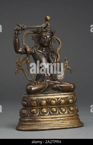 Manjusri, Qing Dynastie, Qing Dynasty, 1700-1899, bronze, 11-1/4 in., tibetanische, nepalesische, asiatische Kunst Stockfoto