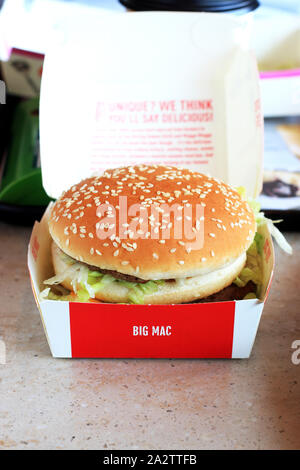 Schließen Sie herauf Bild von McDonald's Big Mac burger Stockfoto