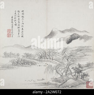 Album nach alten Meistern und Gedichte, Wang Hui (Chinesische, 1632-1717), Qing Dynasty, 1650-1717, Album (10 Blätter), Tusche auf Papier, 13 x 12-1/4-in., Asiatische Kunst Stockfoto