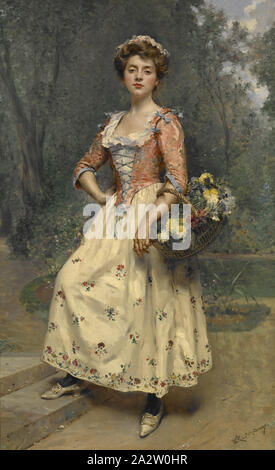 Frühling Schönheit, Raimundo de Madrazo y Garreta (Spanisch, 1841-1920), Öl auf Leinwand, 16 x 36-9/22-15/16 in., Europäische Malerei und Skulptur 1800-1945 Stockfoto