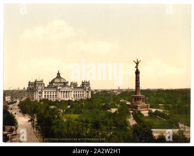 Reichstag Haus, mit Siegessäule, Berlin, Deutschland; Titel aus drucken.; Teil: Ansichten von Deutschland in der Photochrom print Collection.; Drucken. 1969.; Stockfoto