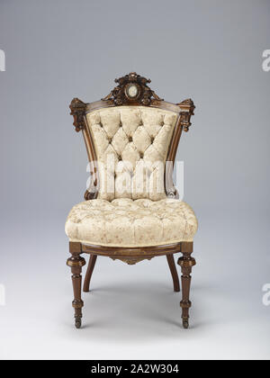 Side Chair, Johannes Jelliff (American, 1813-1893), Johannes Jelliff und Firma, Hersteller (Amerikanische), Zugewiesen zugeschrieben, M.&H. Schrenkeisen, Hersteller (Amerikanische), ca. 1860-1870, Rosenholz, Polsterung, Perlmutt Medaillons, 39-3/4 x 22 x 26 in., eingeschrieben, der hinteren rechten Bein, in der Nähe der Sitz: C.W. PAT, die dekorativen Künste Stockfoto