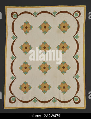 Steppdecke, Unbekannt, 1920 und 1940, Baumwolle, Applizierten und gesteppten, 102 x 82 in., American, Textil und Mode Kunst Stockfoto