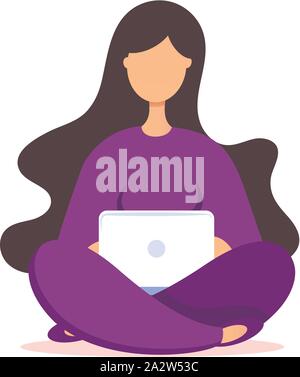 Web Programmierung Konzept. Modern Creative Vector Illustration der junge Programmierer Codierung ein neues Projekt mit Computer. Stock Vektor