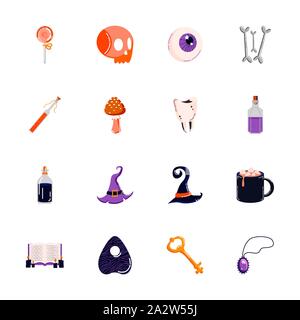 Bündel von Halloween set Symbole Stock Vektor