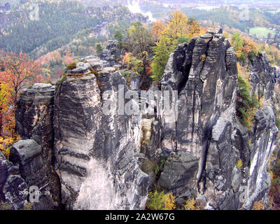 Blick auf die Bastion im Elbsandsteingebirge Stockfoto