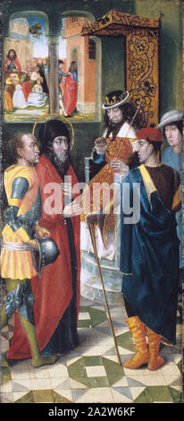 Die Wunder des Heiligen Jakobus, der Meister des die Legende von St. Godelieve (Flämische), ca. 1500, Öl auf Leinwand, 32 x 70 in. (Geschlossen), 32 x 138 in. (Öffnen), europäische Malerei und Skulptur vor 1800 Stockfoto