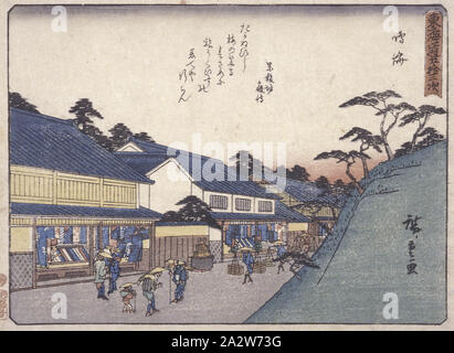 Station 41, Narumi, Utagawa Hiroshige 歌川広重 (Japanisch, 1797-1858), Farbe Holzschnitt, 6-3/16 x 8-3/16-in. (Bild), Asiatische Kunst Stockfoto