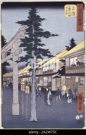 Station 12, Mishima, Utagawa Hiroshige 歌川広重 (Japanisch, 1797-1858), Tusche auf Papier, Farbe holzschnitt, keine Messung details., Asiatische Kunst Stockfoto