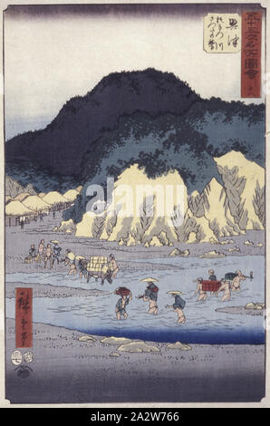 Okitsu, Utagawa Hiroshige 歌川広重 (Japanisch, 1797-1858), Tusche auf Papier, Farbe holzschnitt, keine Messung details., Asiatische Kunst Stockfoto