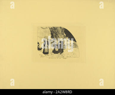 Die Dramen des Meeres - Bretagne, Paul Gauguin (Französisch, 1848-1903), Edward Ancourt, Drucker (Französisch), 1889, Zincograph auf kanariengelb webte Papier, 6-1/2 x 9 in. (Bild) 19-5/8 x 25-1/2-in. (Blatt), Signiert und datiert auf der Platte LL: 89 (9 im Rückwärtsgang) Paul/Paul Gauguin auf der Platte LC: Les drames de (d in umgekehrter) la Mer, Bretagne, Serie, Dessins lithographiques (Die volpini Suite eingeschrieben Stockfoto