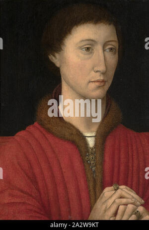 Porträt eines Mannes, Nachfolger von Rogier van der Weyden (Flämisch, ca. 1399-1464), 1450, Öl auf Leinwand, 14 x 10 in. (Leinwand) ca. 20 x 16 x 1-1/2 in. (Gerahmt), Dichtung, rote, ovale, Wachs auf der Bahre bar: Galerie Sedelmeyer Paris." Label, Papier einmal auf der Rückseite des Gemäldes eingehalten trägt eine runde Tinte Stempel und handschriftliche Datum: Galerie Weber, Hamburg, 1897 [handschriftlich], 969 [Inventarnummer] Stempel verso auf Keilrahmen bar: [Zoll], europäische Malerei und Skulptur vor 1800 Stockfoto