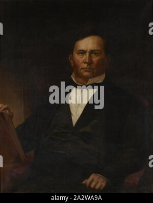 Portrait von Gouverneur David Wallace, Jacob Cox (American, 1810-1892), um 1840, Öl auf Stoff, 35-3/4 x 29-1/4-in. (Fabric) 40-1/2 x 33-3/8 x 2-1/2 in. (Gerahmt), Signiert, L.C., am Buch: J Cox handgeschriebenen Etikett, verso, u . a .: Dies ist ein Jakob Cox -, die Wallace Familie wie das Original so sehr, Sie Herr Cox hatte, erstellen Sie eine Kopie für Ihre Startseite., reg. Wallace war mein großer, Großvater-, Zelda Wallace Clevenger Metzger, Amerikanische Malerei und Skulptur bis 1945 Stockfoto