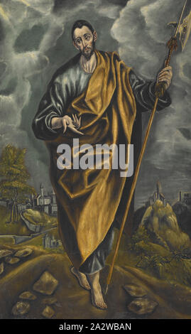 St. Judas Thaddäus oder St. Thomas, Nachfolger von El Greco (Griechisch, 1541-1614), Öl auf Leinwand, 42 x 25-1/2-in., Europäische Malerei und Skulptur vor 1800 Stockfoto