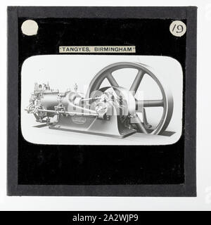 Lantern Slide-Tangyes Ltd, Horizontale Gasmotor, um 1910, Tangye horizontale Gasmotor Stockfoto