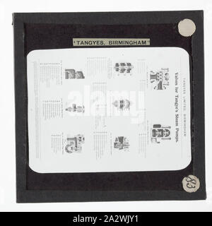 Lantern Slide-Tangyes Ltd, Dampf Pumpe Ventil Diagramme, um 1910, eine der 239 Glas Laterne Folien, Produkte von Tangyes begrenzt Ingenieure von Birmingham, England hergestellt. Die Bilder gehören verschiedene Produkte wie Motoren, Kreiselpumpen, Hydraulikpumpen, Gasproduzenten, Materialprüfung, Pressen, Werkzeugmaschinen, Hydraulikzylinder etc. Tangyes war ein Unternehmen, das von 1857 bis 1957 betrieben. Sie produziert eine Vielzahl von Engineering Stockfoto