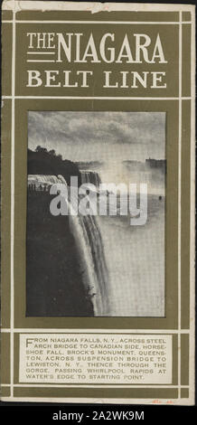 Broschüre - "Der Niagara Gürtel Linie', New York, USA, 1911, "Der Niagara Belt Line"-Broschüre, die von der internationalen Eisenbahnlinie und Niagara Schlucht Eisenbahn in New York, USA 1911 herausgegeben, bietet Reiseinformationen über die Reise um die Niagara Gürtellinie Stockfoto