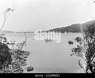 Negative - Boote auf den Hafen von Sydney, Manly, New South Wales, ca. 1935, Boote auf der Sydney Harbour an der Manly Stockfoto