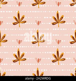 Nahtlose Muster mit Herbst Ahorn Blätter. Vector hintergrund herbst Natur Elemente. Wiederholen Hintergrund rosa rot orange Stoff, Abdeckung, Thanksgiving Stock Vektor