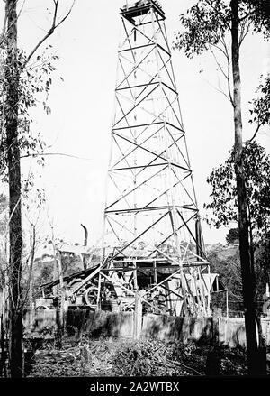 Negative - Lakes Entrance, Victoria, 1930, die bohranlage der South Australia Oil Company Nr. 8 gut Stockfoto