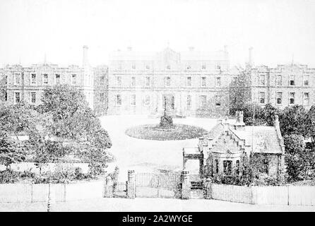 Negative - Melbourne, Victoria, circa 1885, die Melbourne Hospital und Gärten Stockfoto